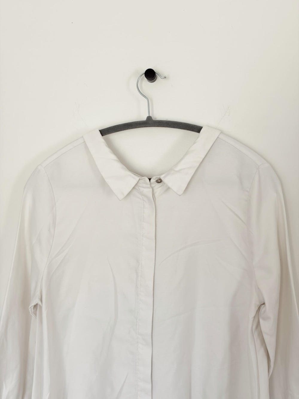 N12H white tunic shirt dress button up flare sleeves breezy euro-summer minimal - Picture 5 of 13